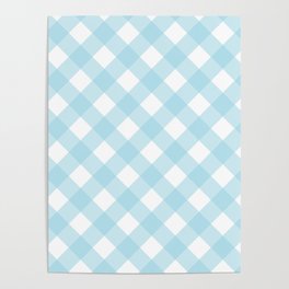 Blue Pastel Farmhouse Style Gingham Check Poster