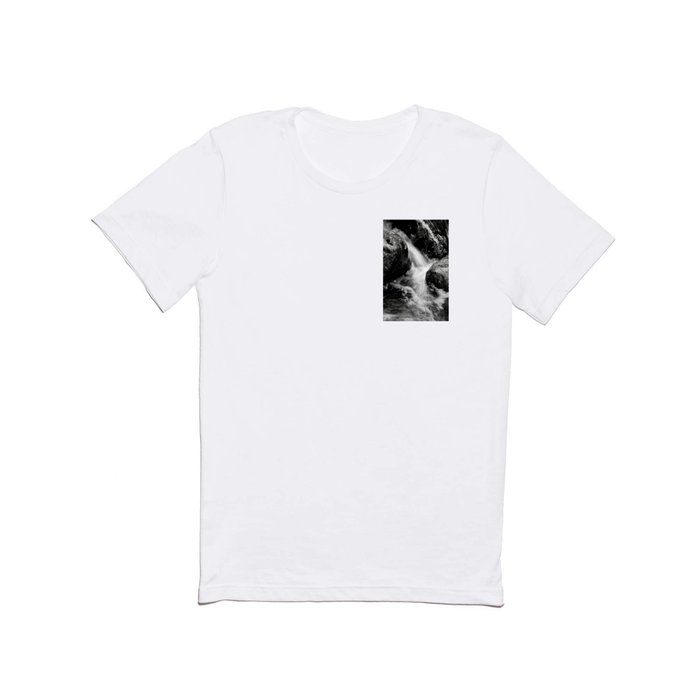 Tumbling Cascading Waters of the Scottish Highlands in Black and White T Shirt
