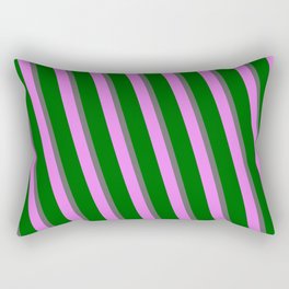 [ Thumbnail: Dim Grey, Violet, and Dark Green Colored Lines Pattern Rectangular Pillow ]