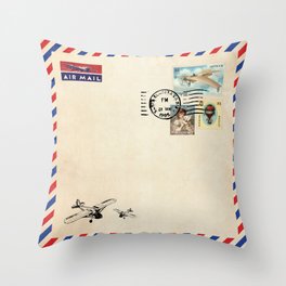 vintage airmail Throw Pillow