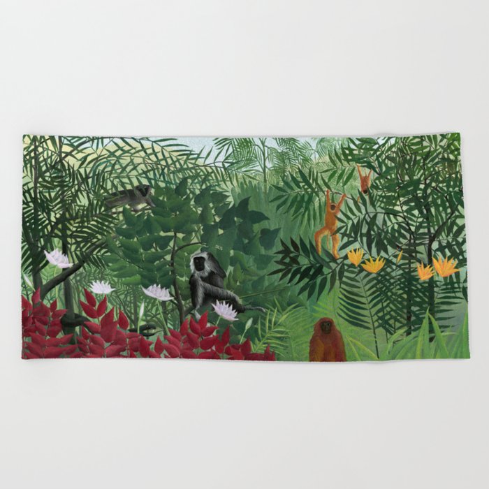 Henri Rousseau Tropical Forest with Monkeys, 1910 Beach Towel