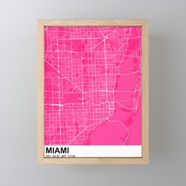 miami city map color Framed Mini Art Print