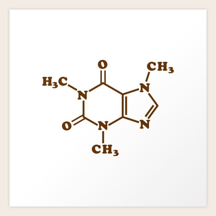 Caffeine Molecular Chemical Formula Art Print by tinybiscuits | Society6