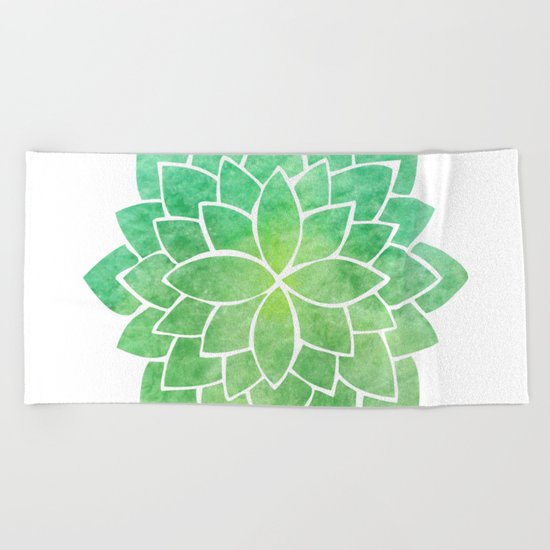 Green Grass Mandala Beach Towel