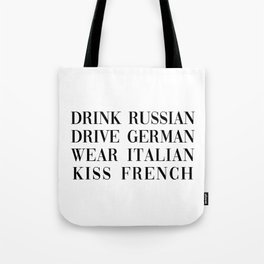 wear italian kiss french Tote Bag