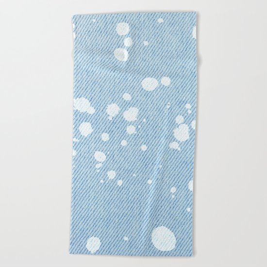 Stained jeans texture Beach Towel