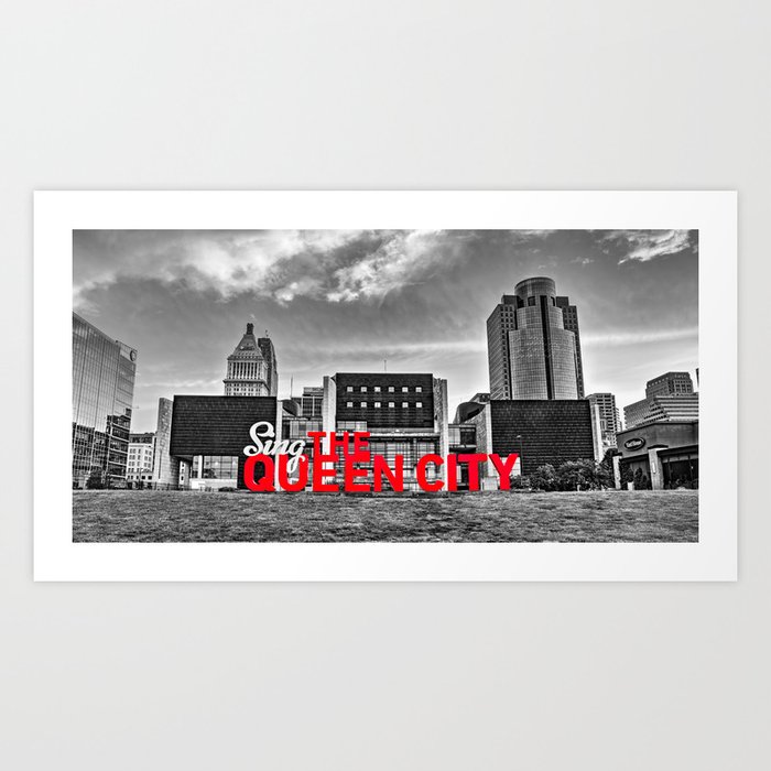 Cincinnati Ohio Sing The Queen City Skyline Panorama Selective Color Art Print by Gregory