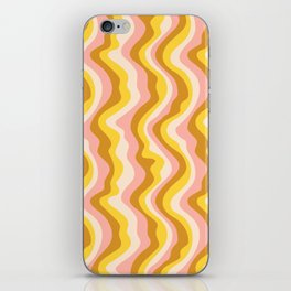 GOOD VIBRATIONS GROOVY MOD RETRO WAVY STRIPES in SUNNY SOFT PINK YELLOW SAND CREAM iPhone Skin