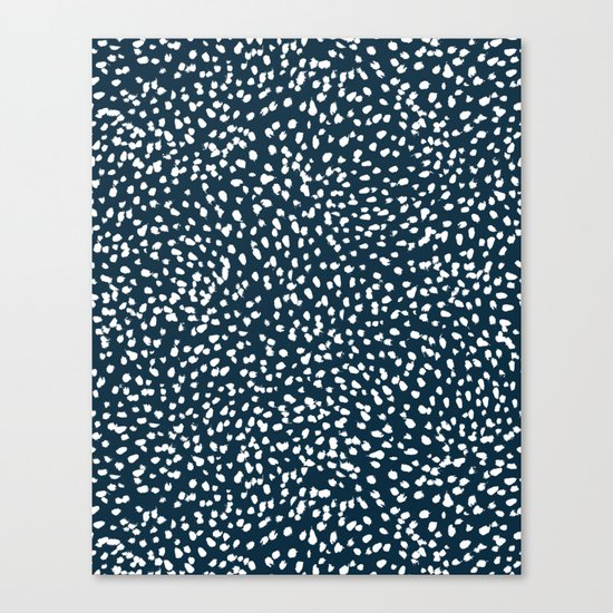 Navy Dots abstract minimal print design pattern brushstrokes painterly painting love boho urban chic Canvas Print