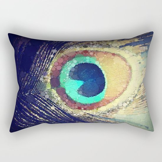 Peacock Feather Rectangular Pillow