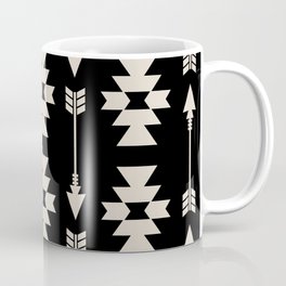 Southwestern Arrow Pattern 252 Black and Linen White Mug
