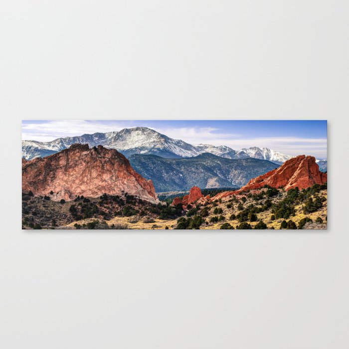 Pikes Peak Mountain Panorama Colorado Springs Canvas Print By