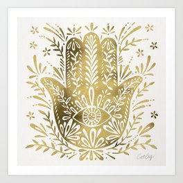 Hamsa Hand – Gold Palette Art Print