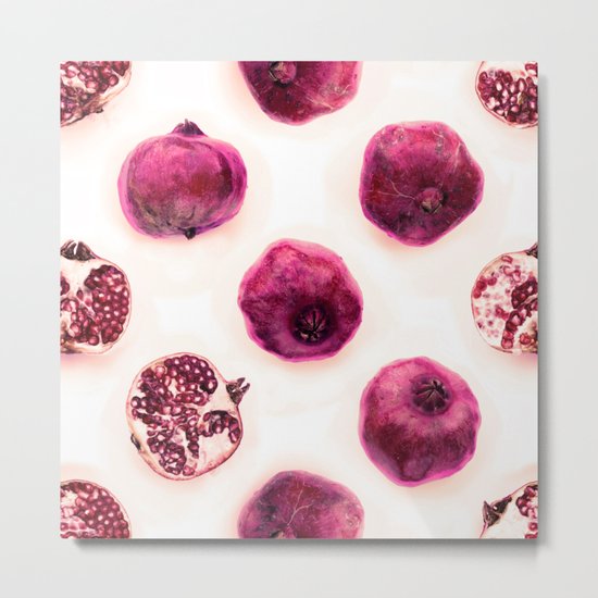 Pink Pomegranate Polka Dots Metal Print