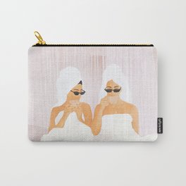 Morning with a friend Carry-All Pouch | Coffe, Girls, Digital, A, Morning, Spring, Friend, Female, Graphicdesign, Minimal 