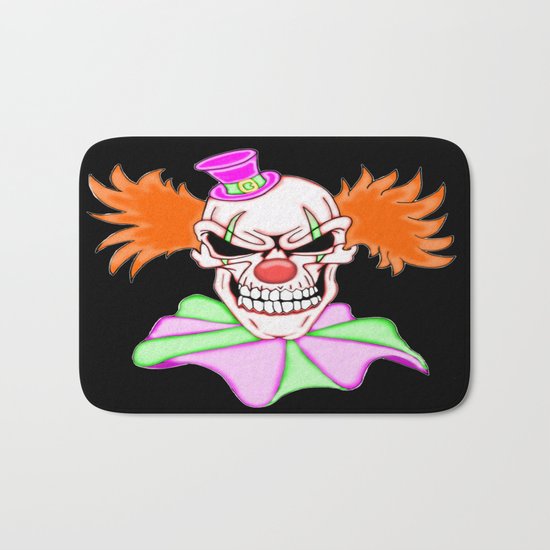 Demented Clown Skull Bath Mat