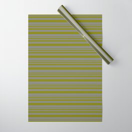 [ Thumbnail: Green & Gray Colored Striped/Lined Pattern Wrapping Paper ]