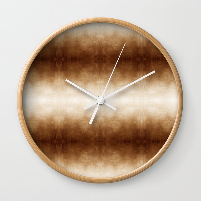 Watercolor Brown Ombré Shibori Wall Clock