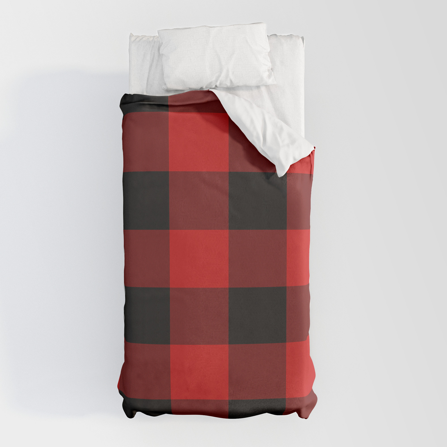 Red And Black Buffalo Plaid Duvet Cover, Red Buffalo Plaid Duvet Cover