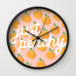 Just Peachy Wall Clock | Minimal, Quote, Graphicdesign, Justpeachy, Pun, Peach, Fruit 