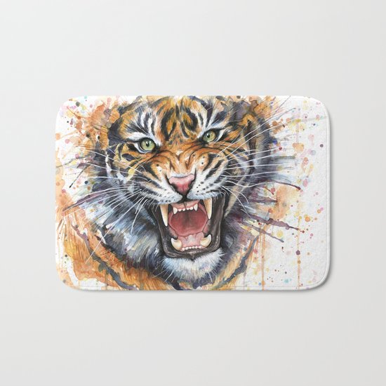 Tiger Watercolor Wild Animal Jungle Animals Bath Mat