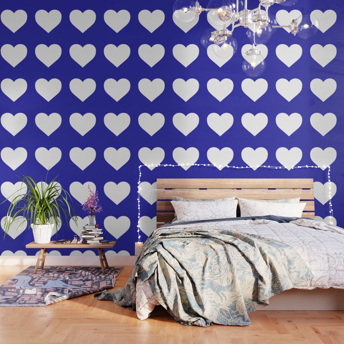 Heart (White & Navy Blue) Wallpaper