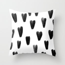 Black and White Hearts Pattern Throw Pillow