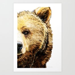 Beautiful Brown Bear Art - Stare Art Print | Rusticanimalprints, Ear, Bearface, Forest, Painting, Alaska, Woods, Grizzlybear, Brownbear, Eye 