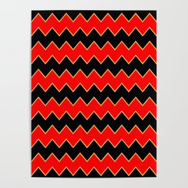 Gold Black Red Zig-Zag Line Collection Poster