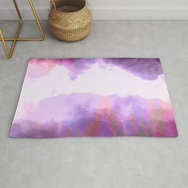 Pink Violet Lavender Abstract Watercolor Ombre Brushstrokes Rug