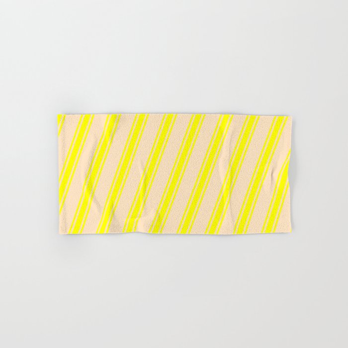 Bisque & Yellow Colored Stripes/Lines Pattern Hand & Bath Towel