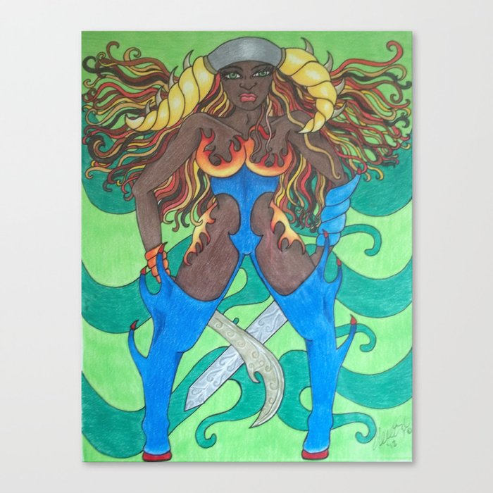 Blue Fire Warrior Canvas Print