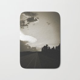 Almost Home Black & White Bath Mat | Picture, Travel, Trees, White, Pleasant, Trip, Sky, Road, Brightsky, Clouds 