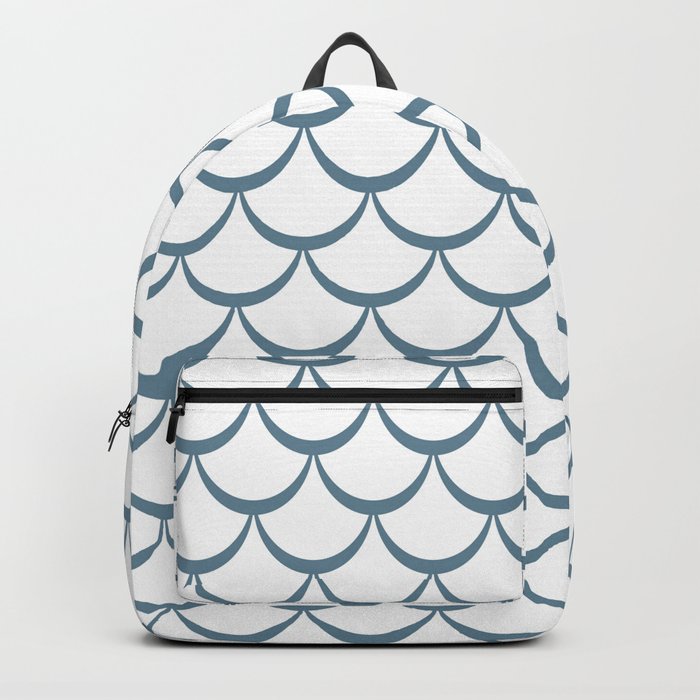 Blue Grey and White Mermaid Scales Backpack
