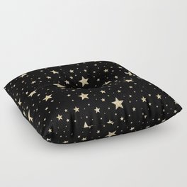 gold stars pattern black Floor Pillow