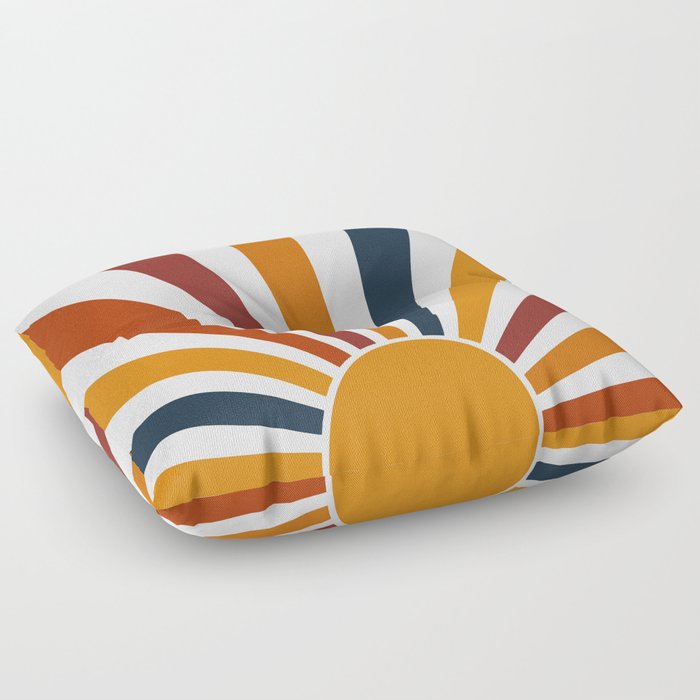 Multicolor retro Sun design 3 Floor Pillow