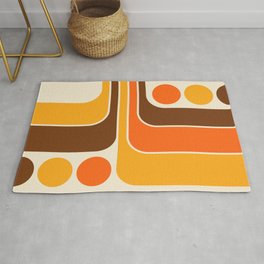 1970s Style Scandinavian Geometric Design 623 Autumn Brown Orange and Yellow Area & Throw Rug