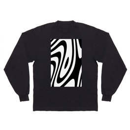 Black and White Groovy Zebra Liquid Stripes Design Long Sleeve T-shirt