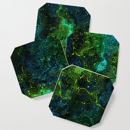 We Are All Connected. Neon Green Abstract Pattern Coaster
