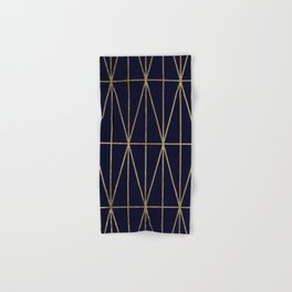 Modern gold geometric triangles pattern navy blue watercolor Hand & Bath Towel
