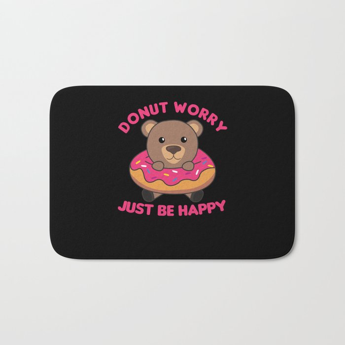 Sweet Bear Funny Animals In Donut Pink Bath Mat