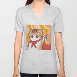 Cat : I am an adorable but deadly hero V Neck T Shirt