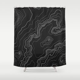 Black & White Topography map Shower Curtain