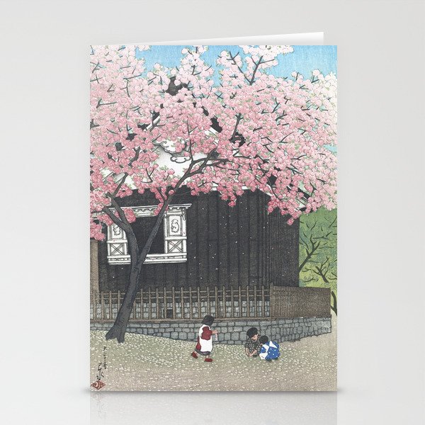 Sakura On Mount Atago By Hasui Kawase - Vintage Japanese Woodblock Print Art Stationery Cards