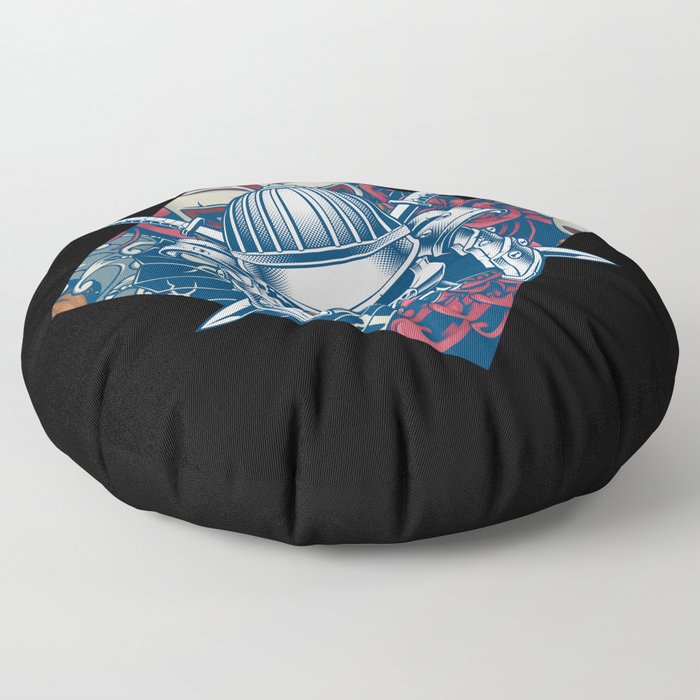 Samurai Japan Mask Japanese Art Floor Pillow