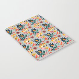 Colorful Floral Pattern On Light Grey Background Notebook