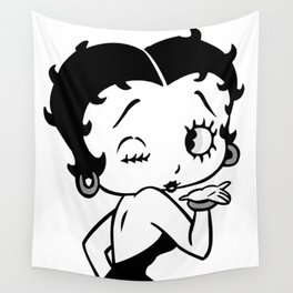 Betty Boop Tease Kiss (Black & White) Wall Tapestry