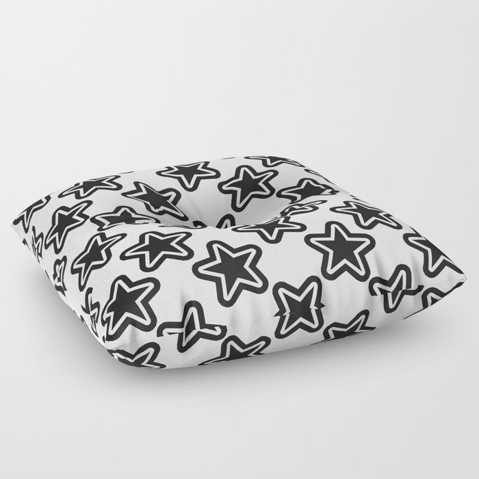 Black White Stars Floor Pillow