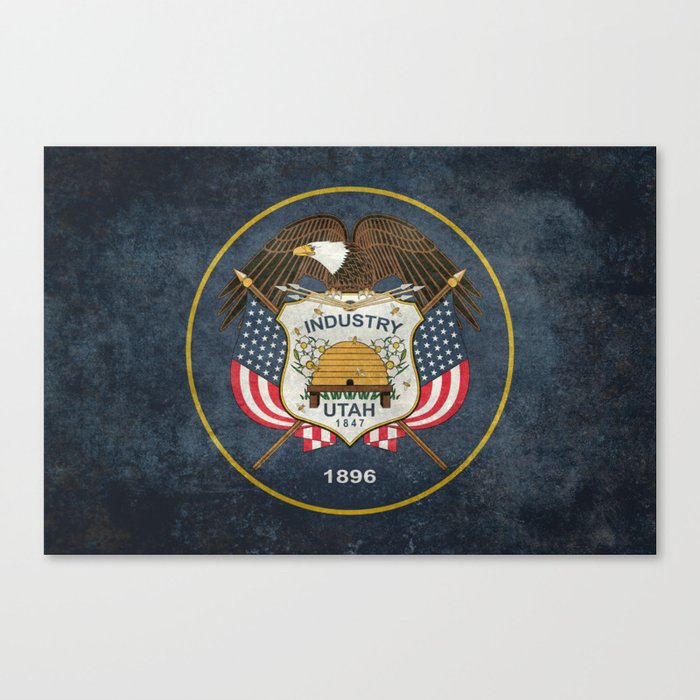 Utah State Flag, grungy style Canvas Print