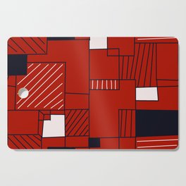 Black, Red, and White Geometric Blocks Cutting Board